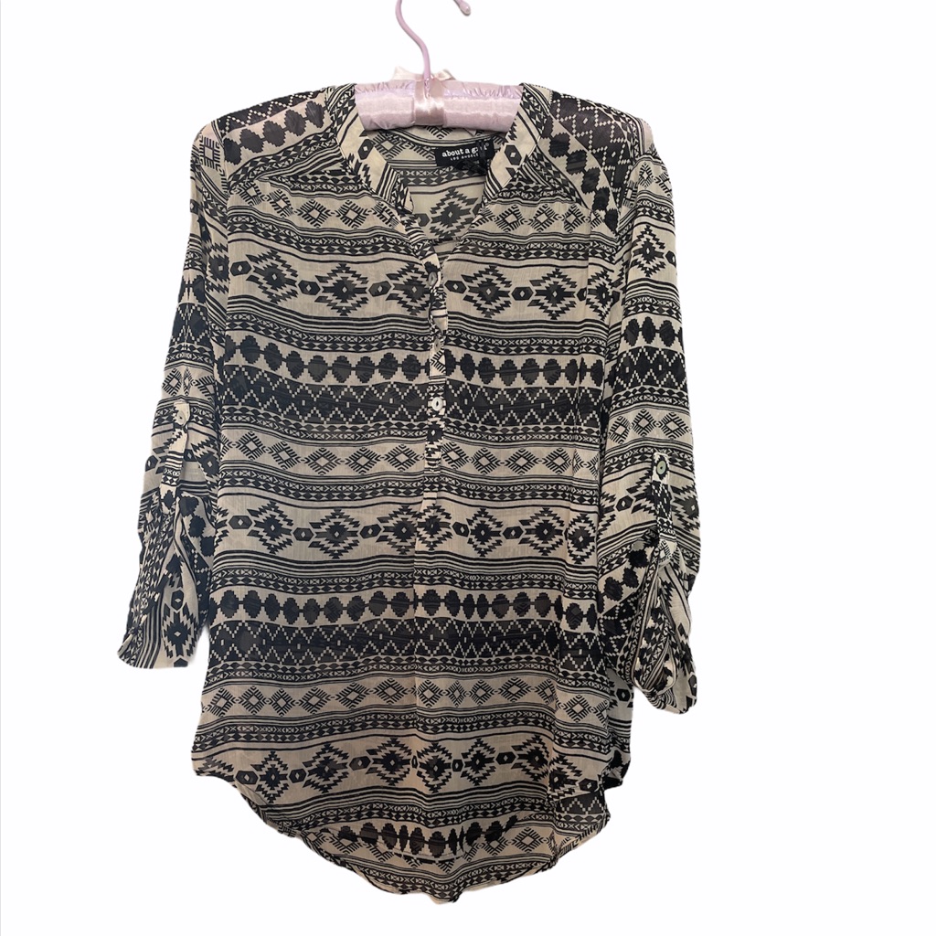 Black & White Aztec Pattern Blouse